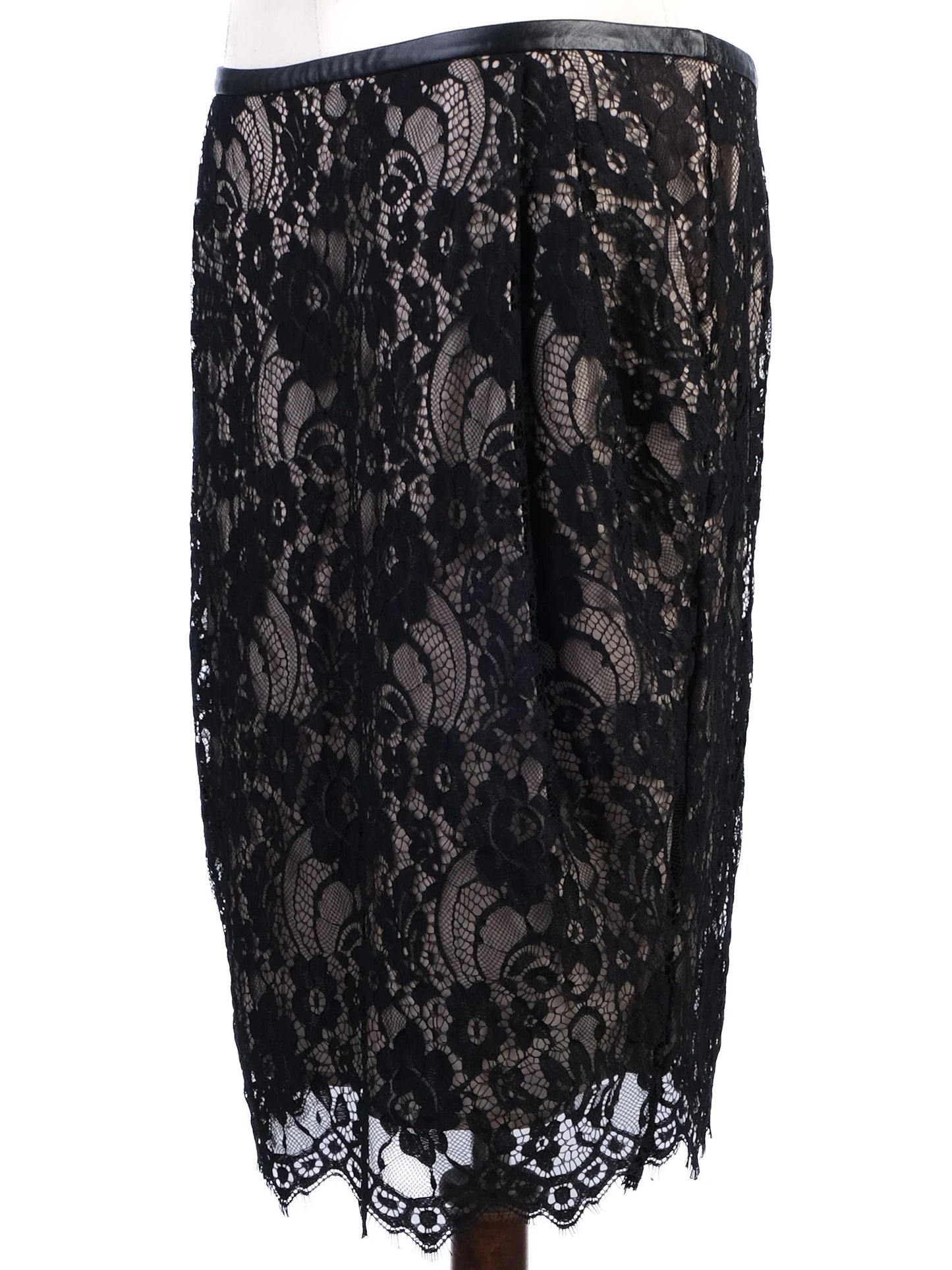 new by malene birger black lace floral pencil skirt size m