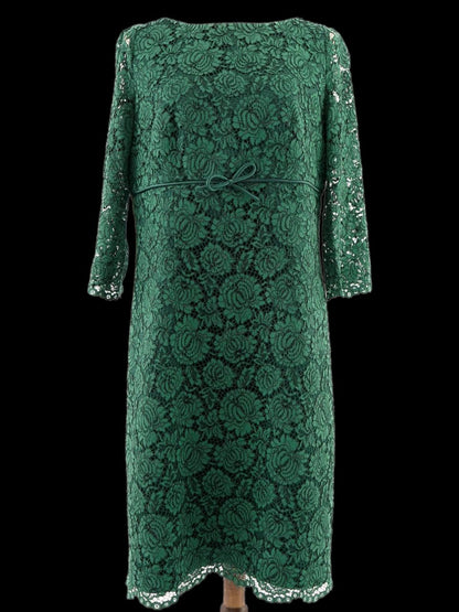 Excellent Luisa Spagnoli Green Lace Dress Size XXL - Elegant Style