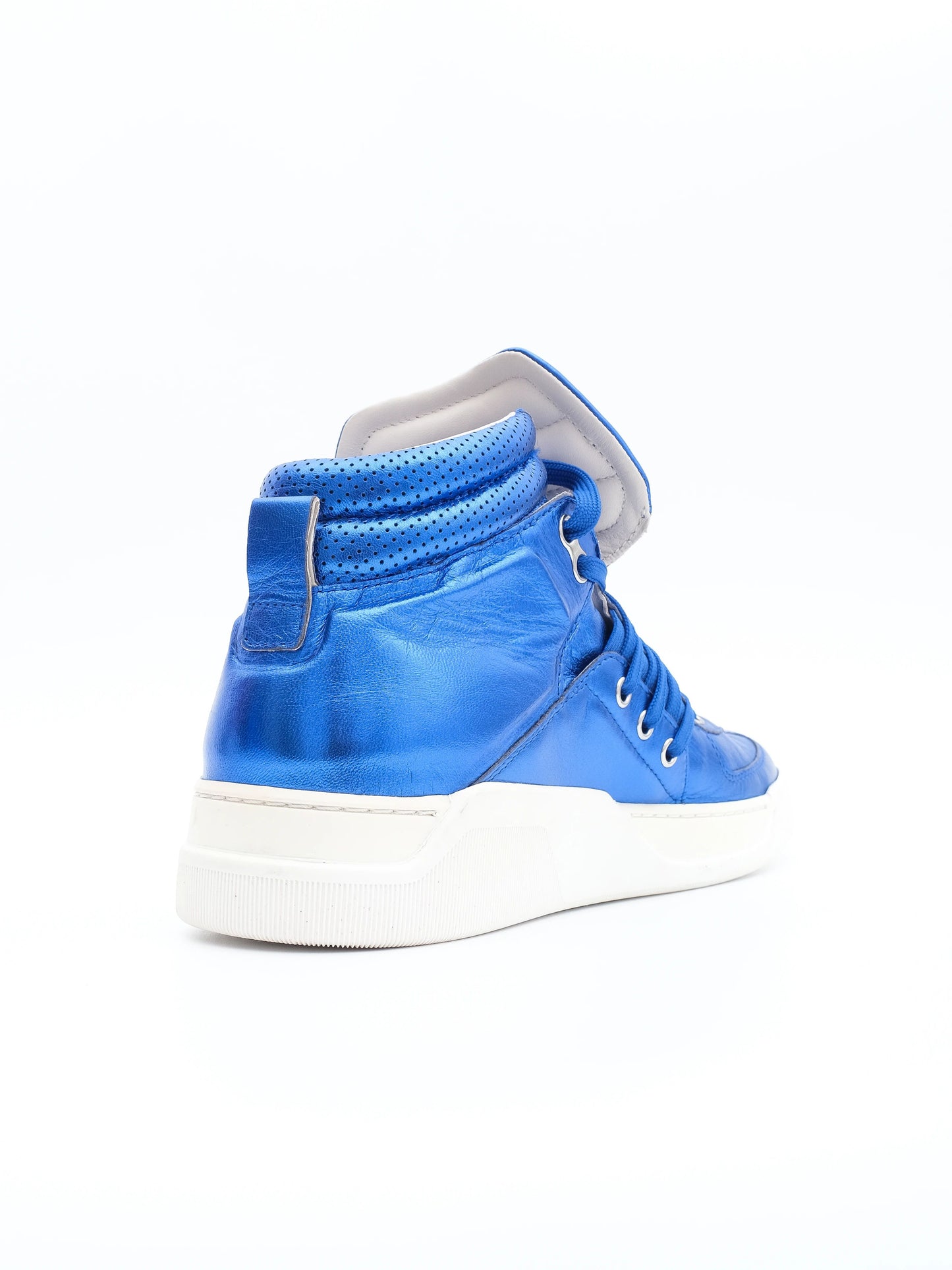 excellent dolce gabbana blue leather high-top sneakers size 42