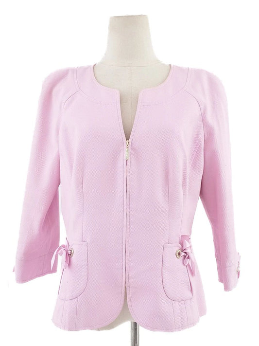 Excellent Luisa Spagnoli Pink Cotton Jacket Size L with Zipper