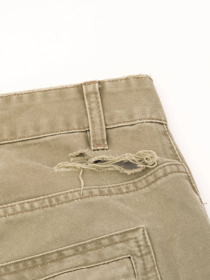 Excellent Balmain Women's Green Pants Size M with Distressed Details