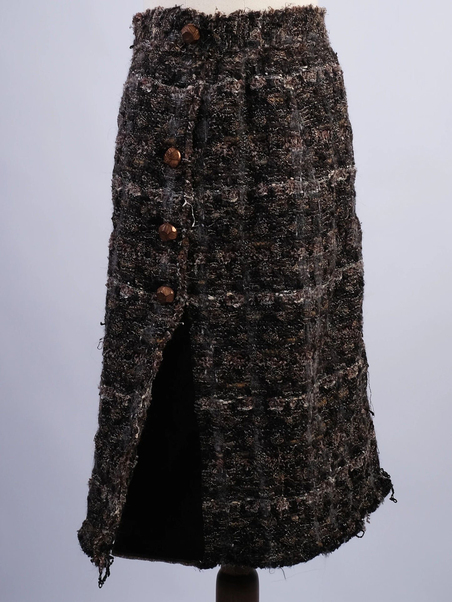 excellent dolce gabbana black wool knee-length skirt size s
