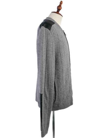 Excellent Trussardi Gray Wool Sweater Size L with Zipper Accents