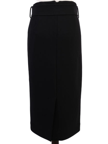 NEW Reiss Black Midi Skirt XXS Pencil Shape with Belted Waist