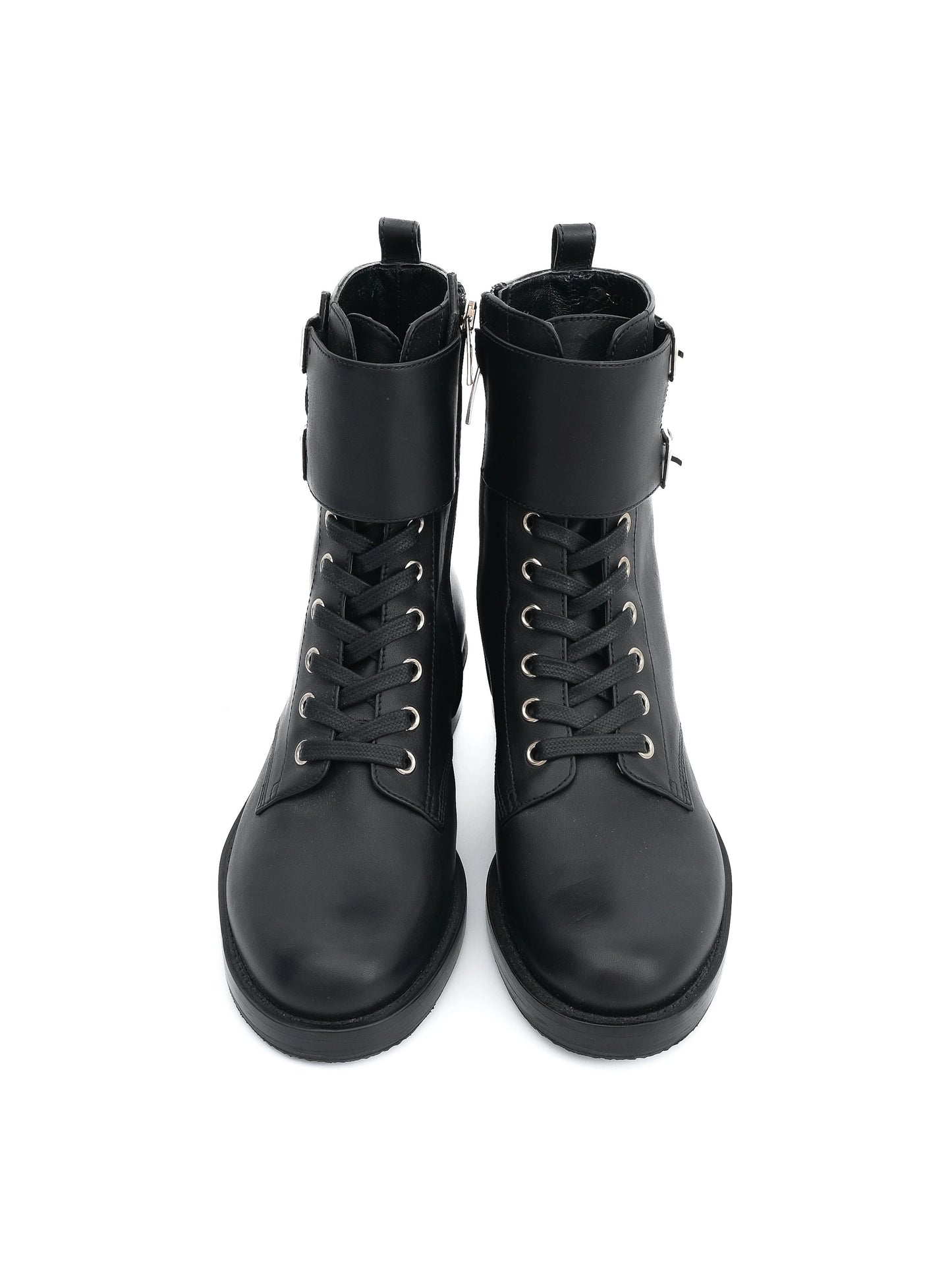 perfect gianvito rossi black leather lace-up boots size 35
