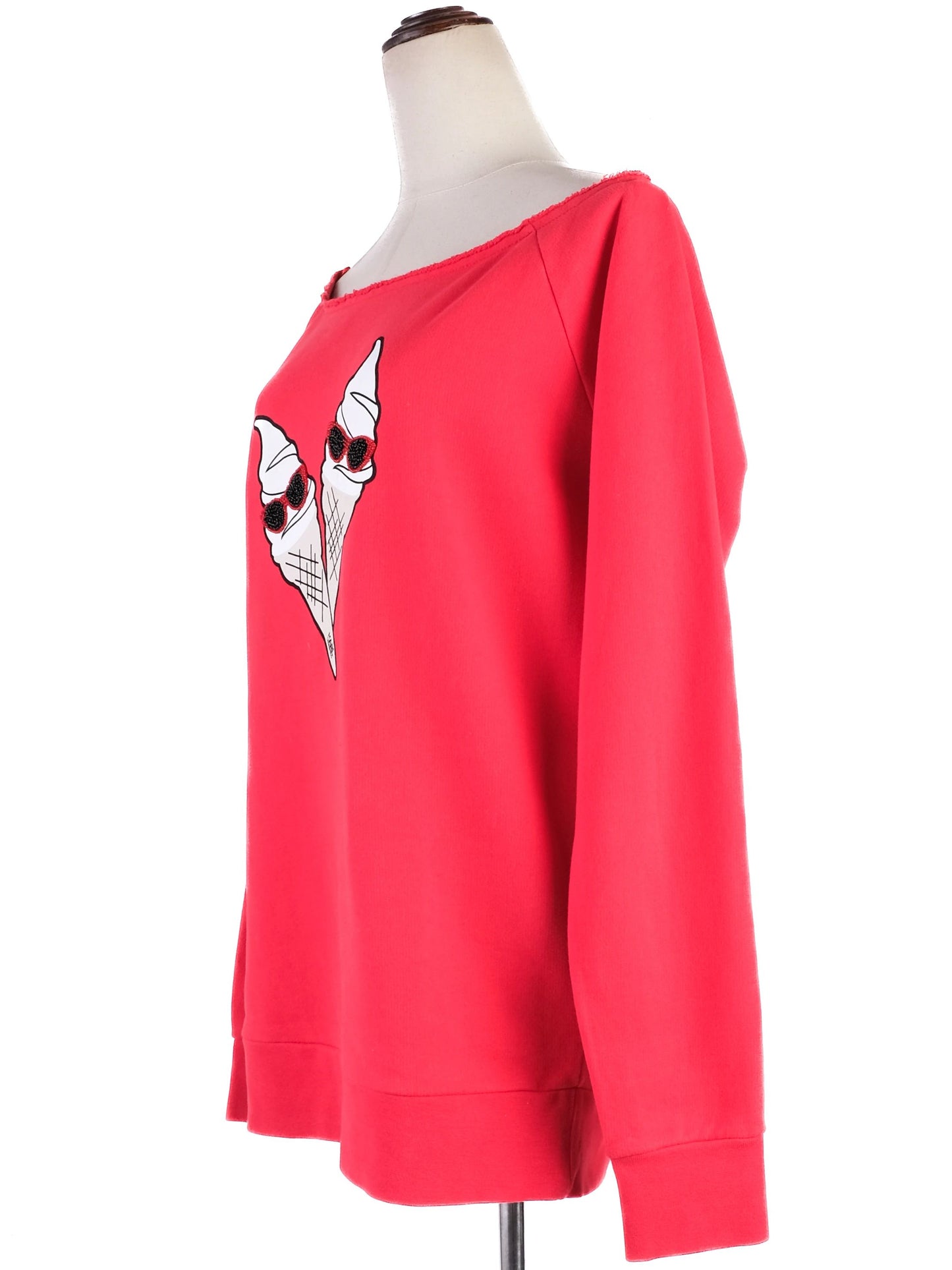 karl lagerfeld red cotton sweatshirt xl with ice cream design