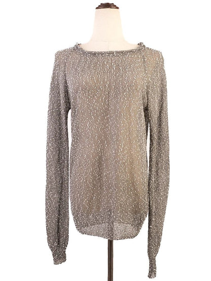 Excellent Women's Long-Sleeved Knit Sweater Size L Acetate Gray