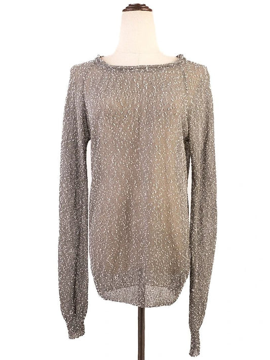 Excellent Women's Long-Sleeved Knit Sweater Size L Acetate Gray