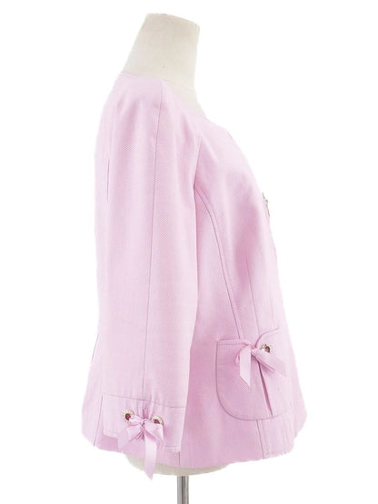 Excellent Luisa Spagnoli Pink Cotton Jacket Size L with Zipper