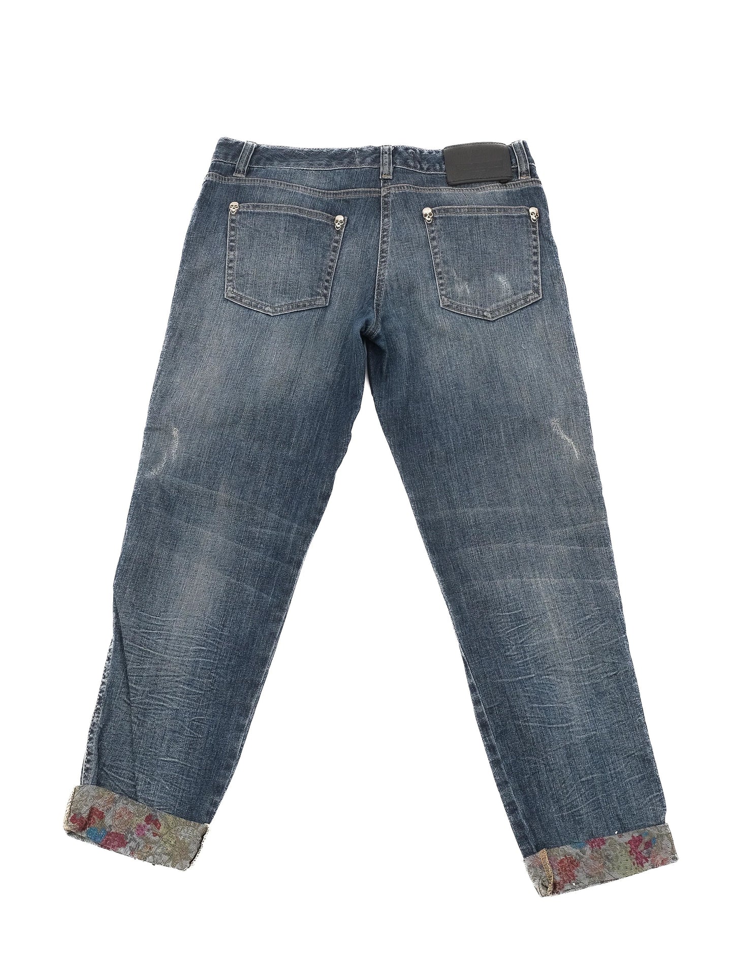 excellent phillipp plein distressed denim jeans blue size m