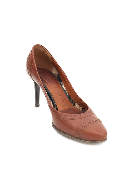 Excellent Burberry Orange Leather High-Heeled Shoes Size 35