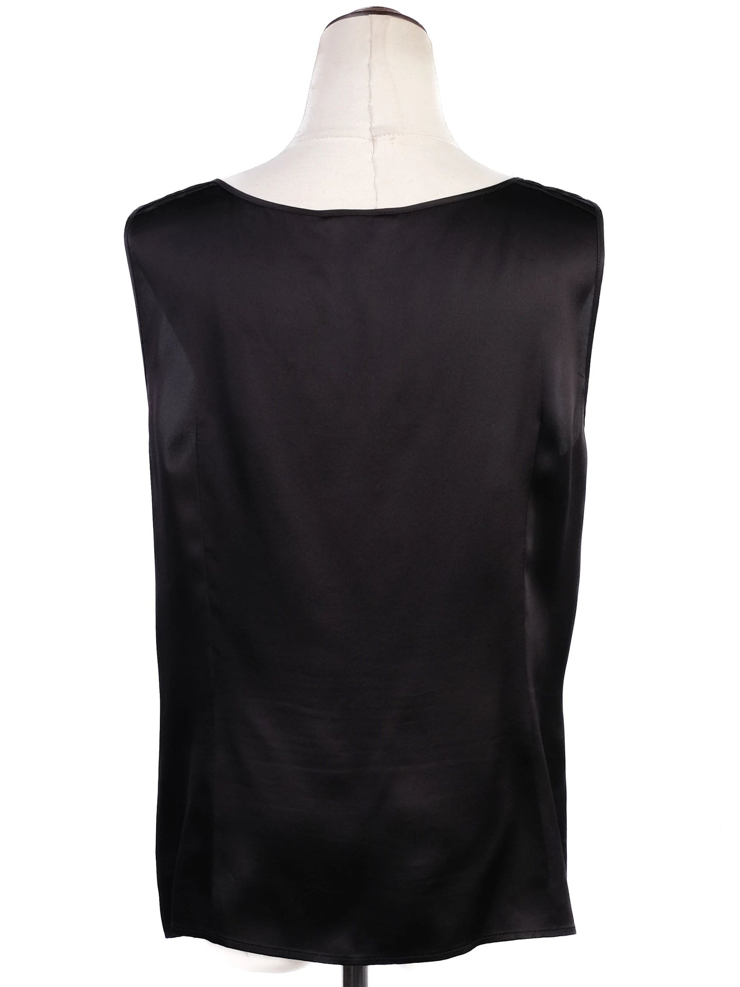 excellent escada black silk sleeveless blouse size m