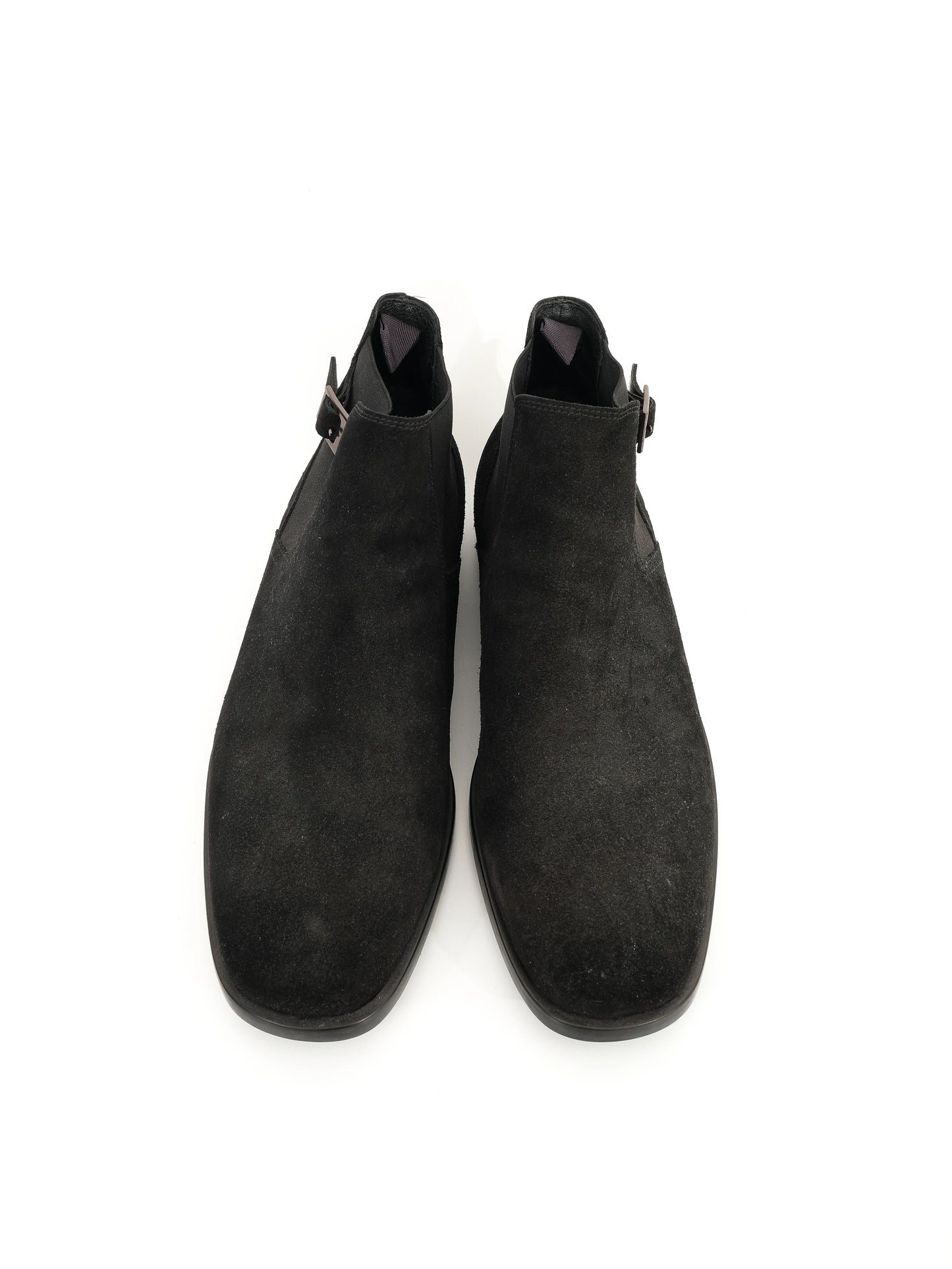 excellent tod's black leather ankle boots size 45 with side buckle