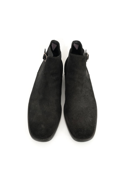 Excellent Tod's Black Leather Ankle Boots Size 45 with Side Buckle
