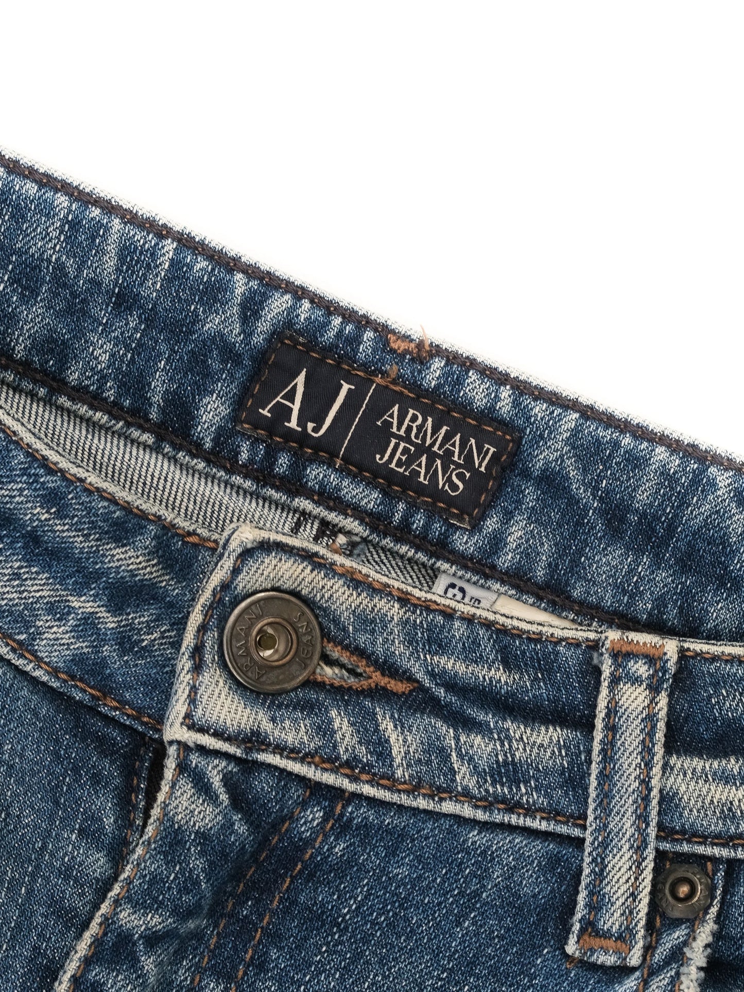 excellent armani jeans blue denim size l women's pants