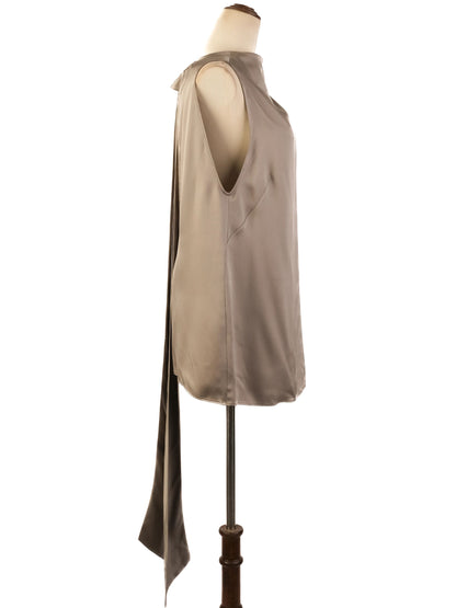 Excellent Tom Ford Gray Silk Top Size L with Open Back Detail