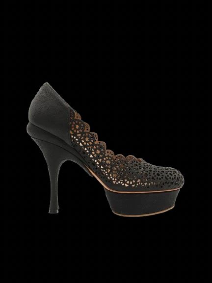 excellent nina ricci black leather high-heeled shoes size 36