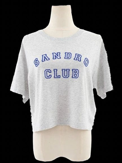 Excellent Sandro Gray T-Shirt Women's Size Casual Cotton SANDRO CLUB