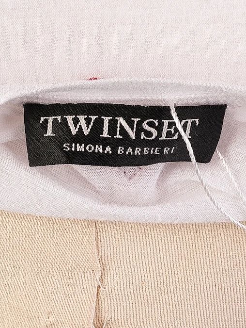 twinset white sleeveless dress with black fringes size m