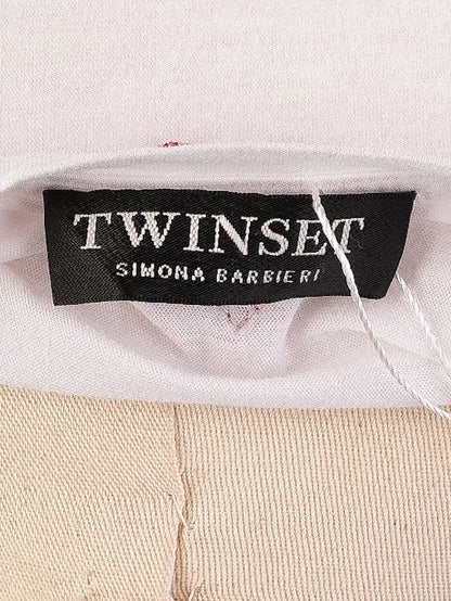 TWINSET White Sleeveless Dress with Black Fringes Size M
