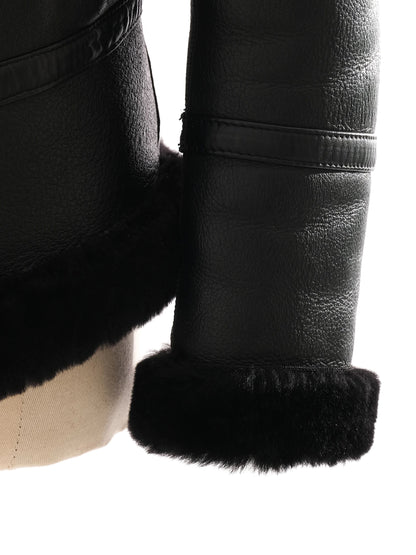 Good Reiss Black Leather & Faux Fur Jackets Size XS