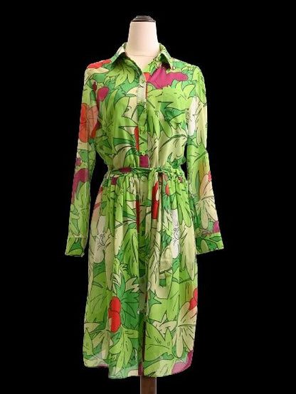 Excellent Moschino Dress Combined Tropical Print Size L