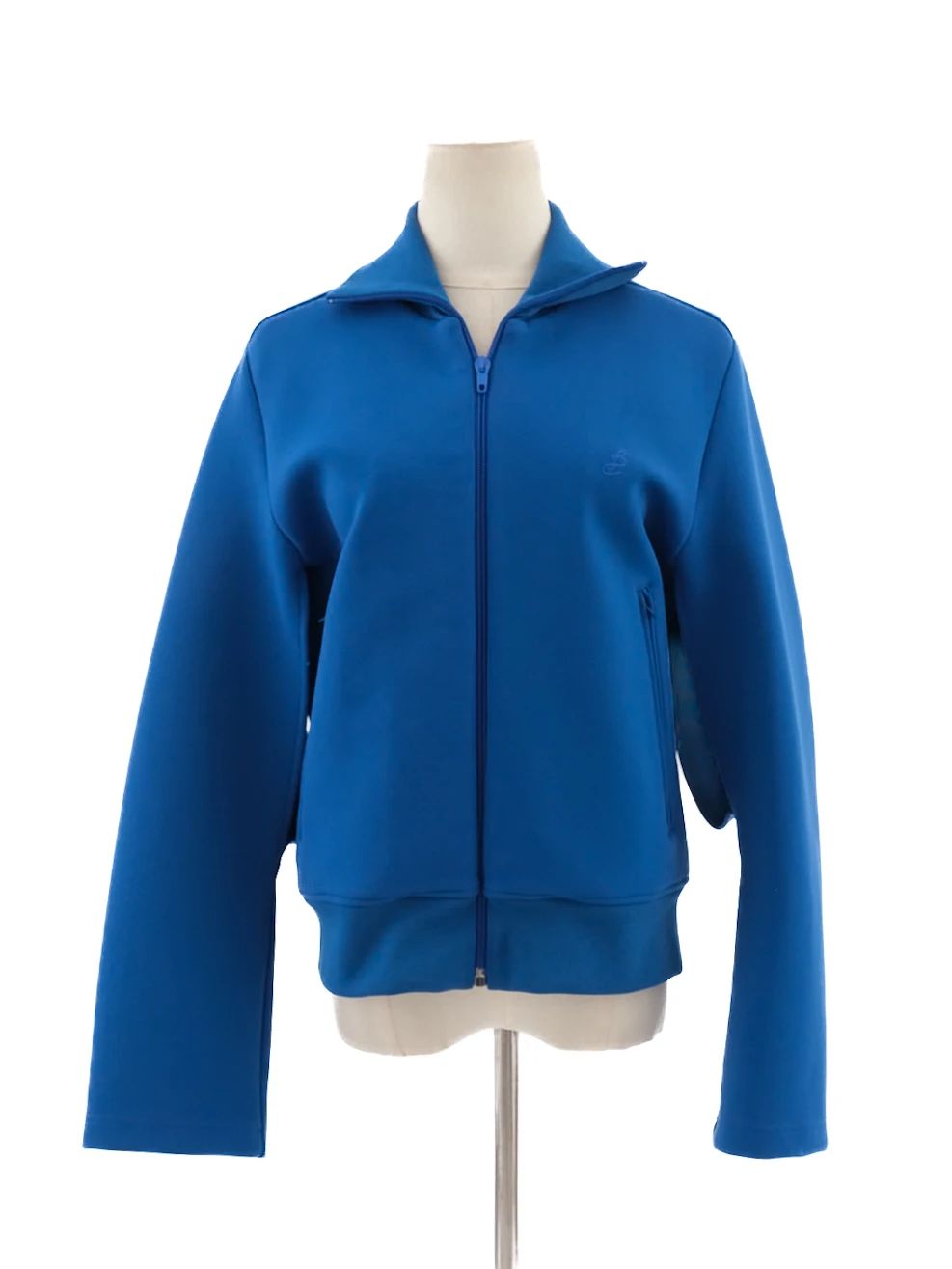 excellent balenciaga blue zip-up jacket size s women viscose