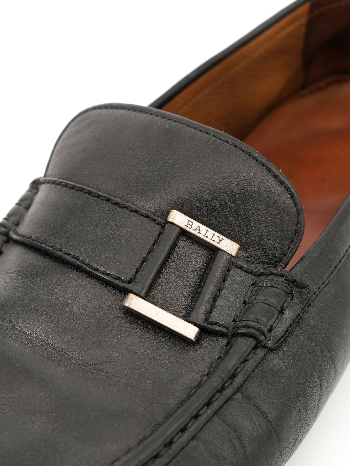 excellent bally black leather loafers size 45 for men