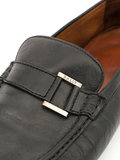 Excellent Bally Black Leather Loafers Size 45 for Men