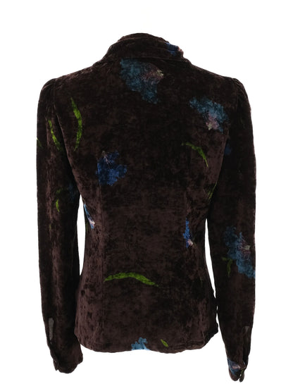 Excellent Sportmax Black Floral Blouse Size M Viscose Long Sleeve