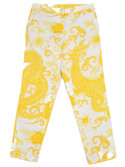 NEW By Malene Birger Yellow Dragon Print Cotton Pants Size XS