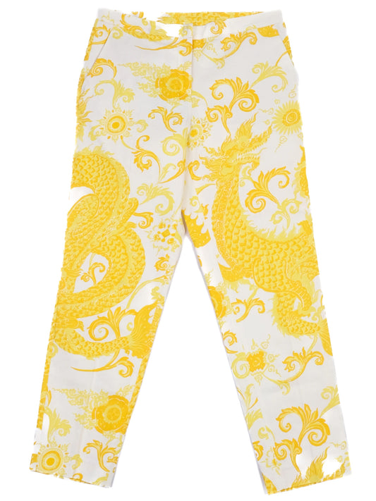 NEW By Malene Birger Yellow Dragon Print Cotton Pants Size XS