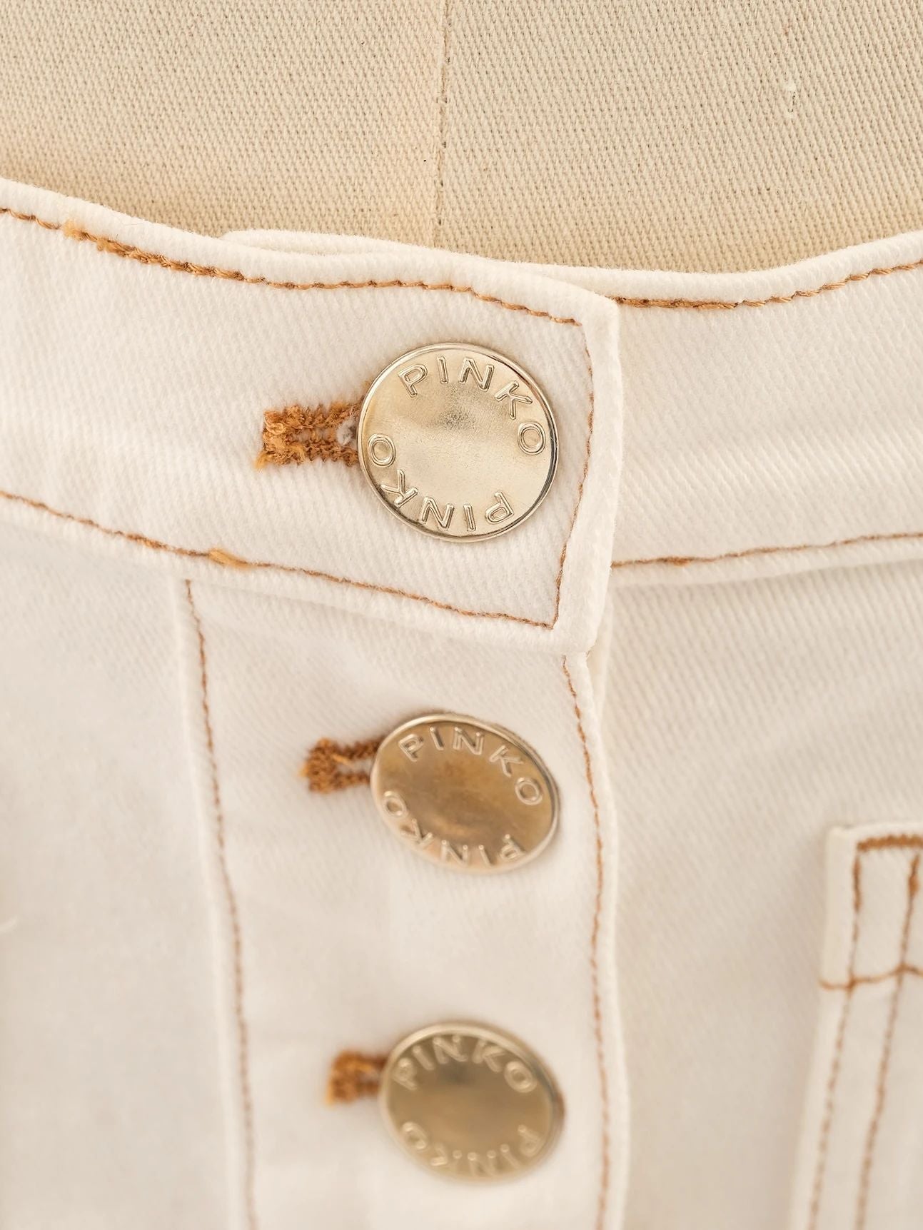 excellent pinko white denim midi skirt size s with pockets