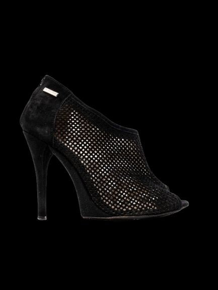 gianfranco ferrè black genuine suede peep toe high heels size 36