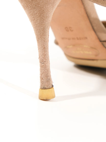 Average Prada Gray Leather High-Heeled Slingback Shoes Size 38