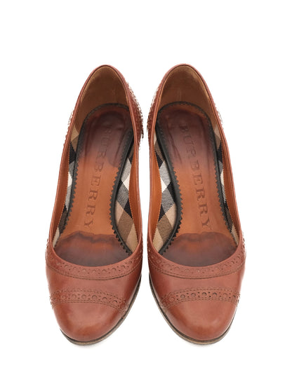 Excellent Burberry Orange Leather High-Heeled Shoes Size 35