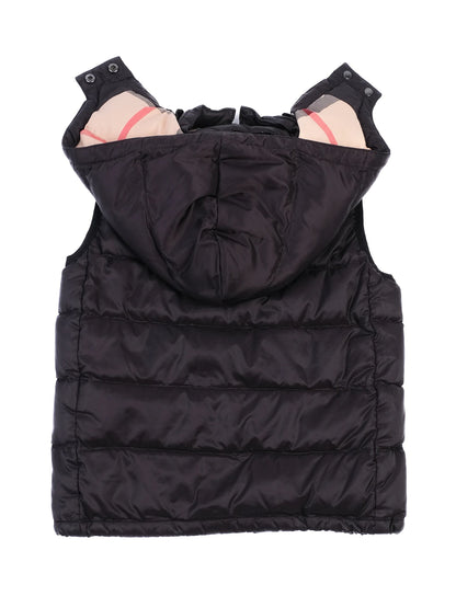 Excellent Burberry Children Black Quilted Hooded Vest for Kids