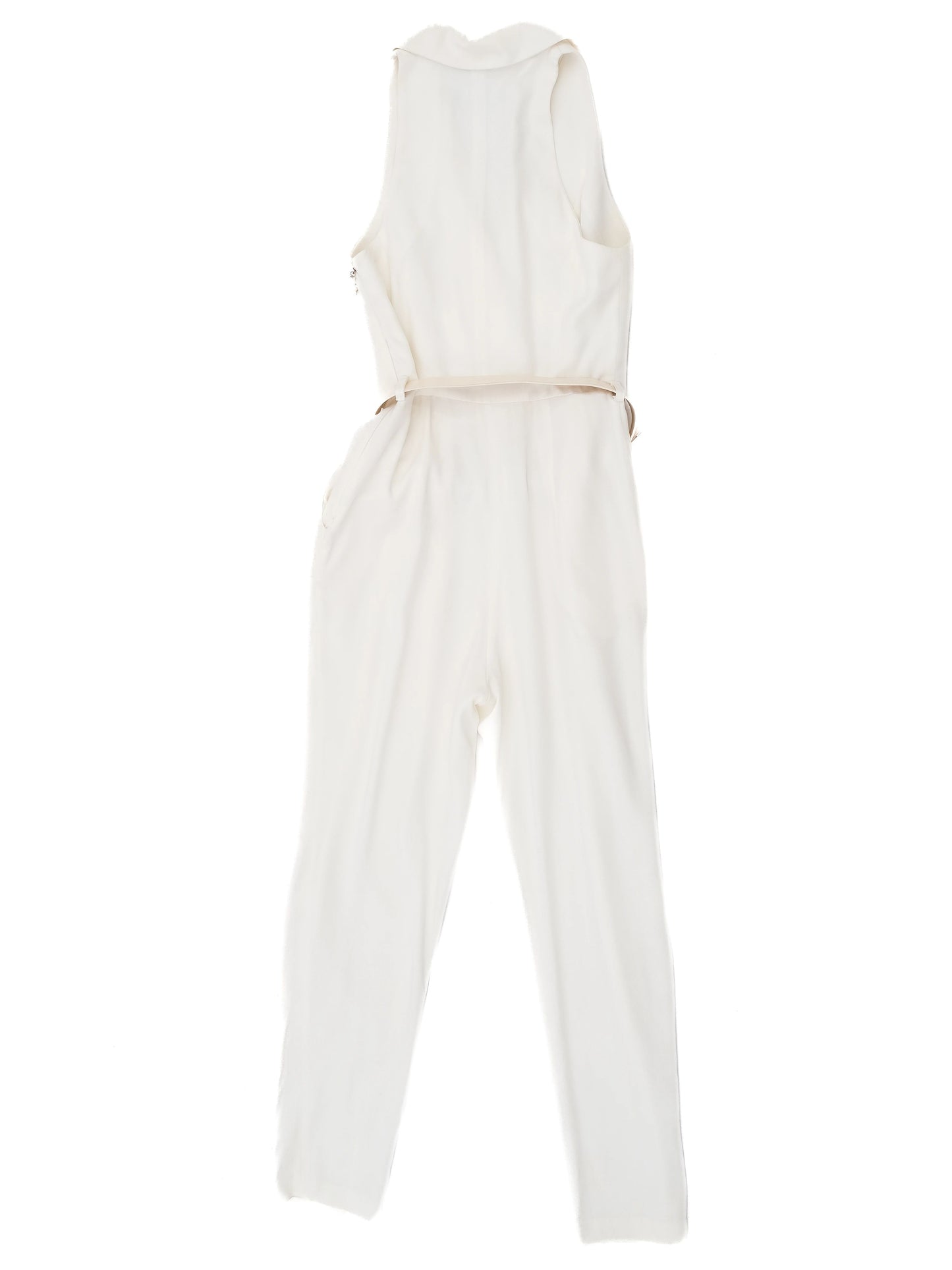 excellent elisabetta franchi white sleeveless jumpsuit size l