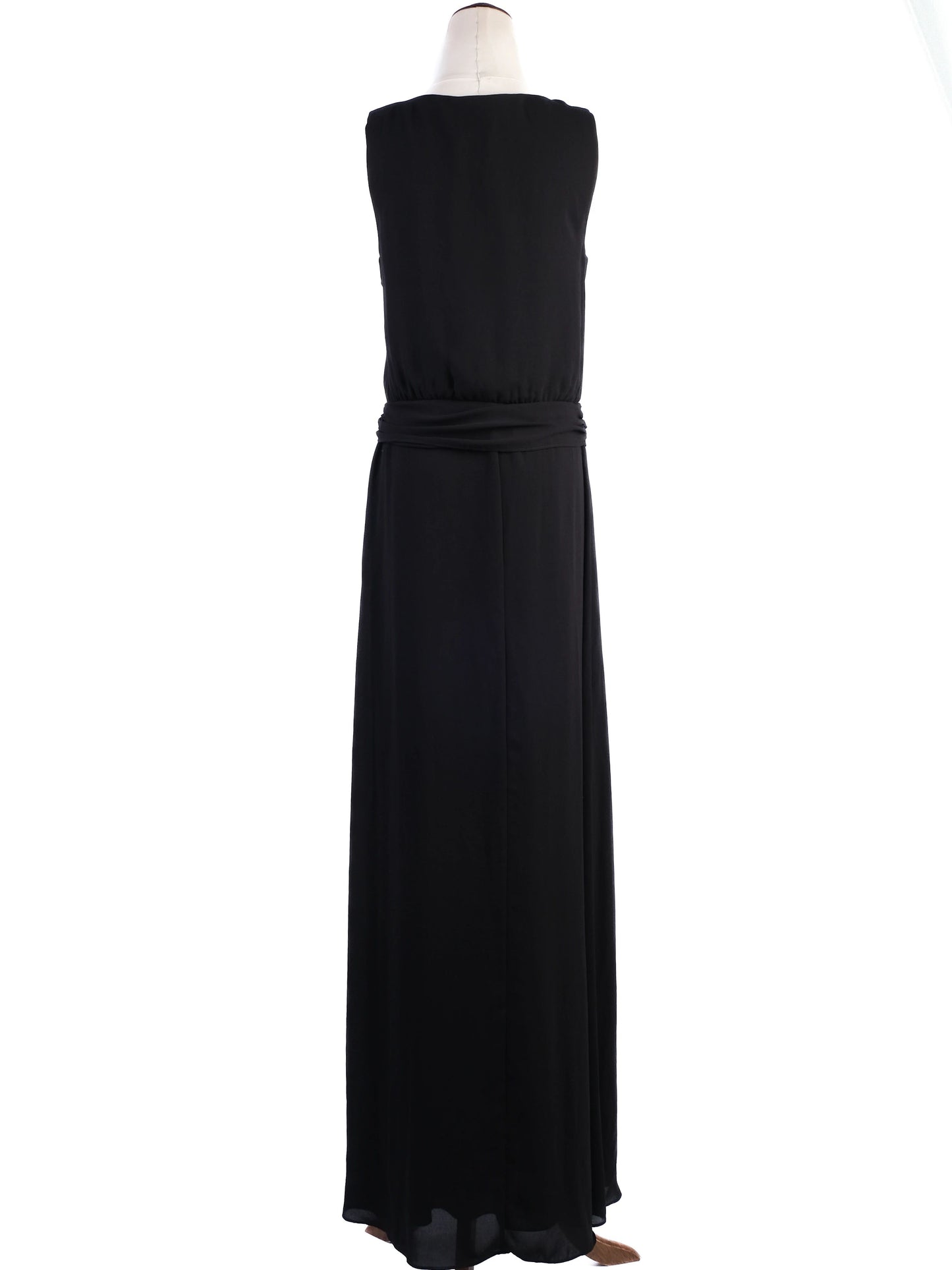 excellent theory black sleeveless dress size s, polyester, flowing skirt