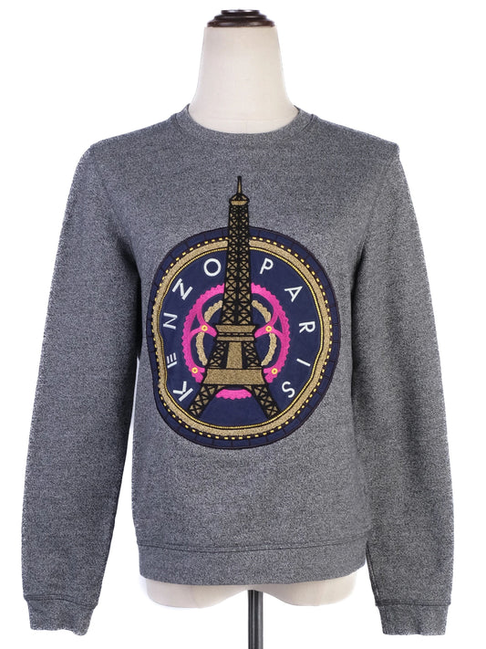 Excellent Kenzo Paris Gray Cotton Sweatshirt Size M Women's