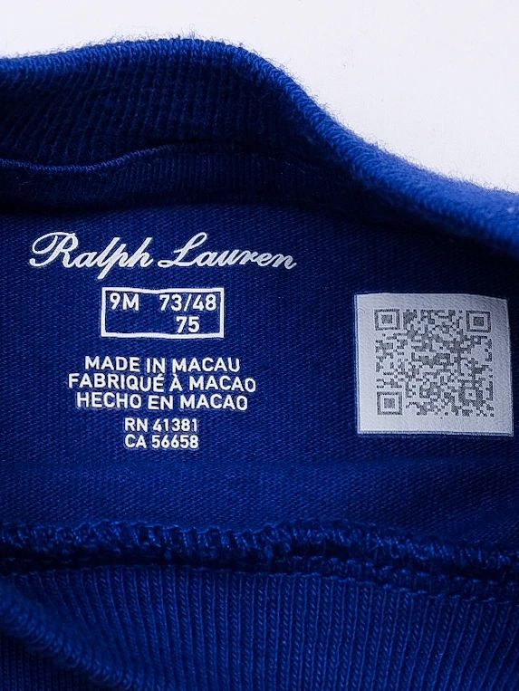 polo ralph lauren blue cotton long-sleeve shirt size 9 months