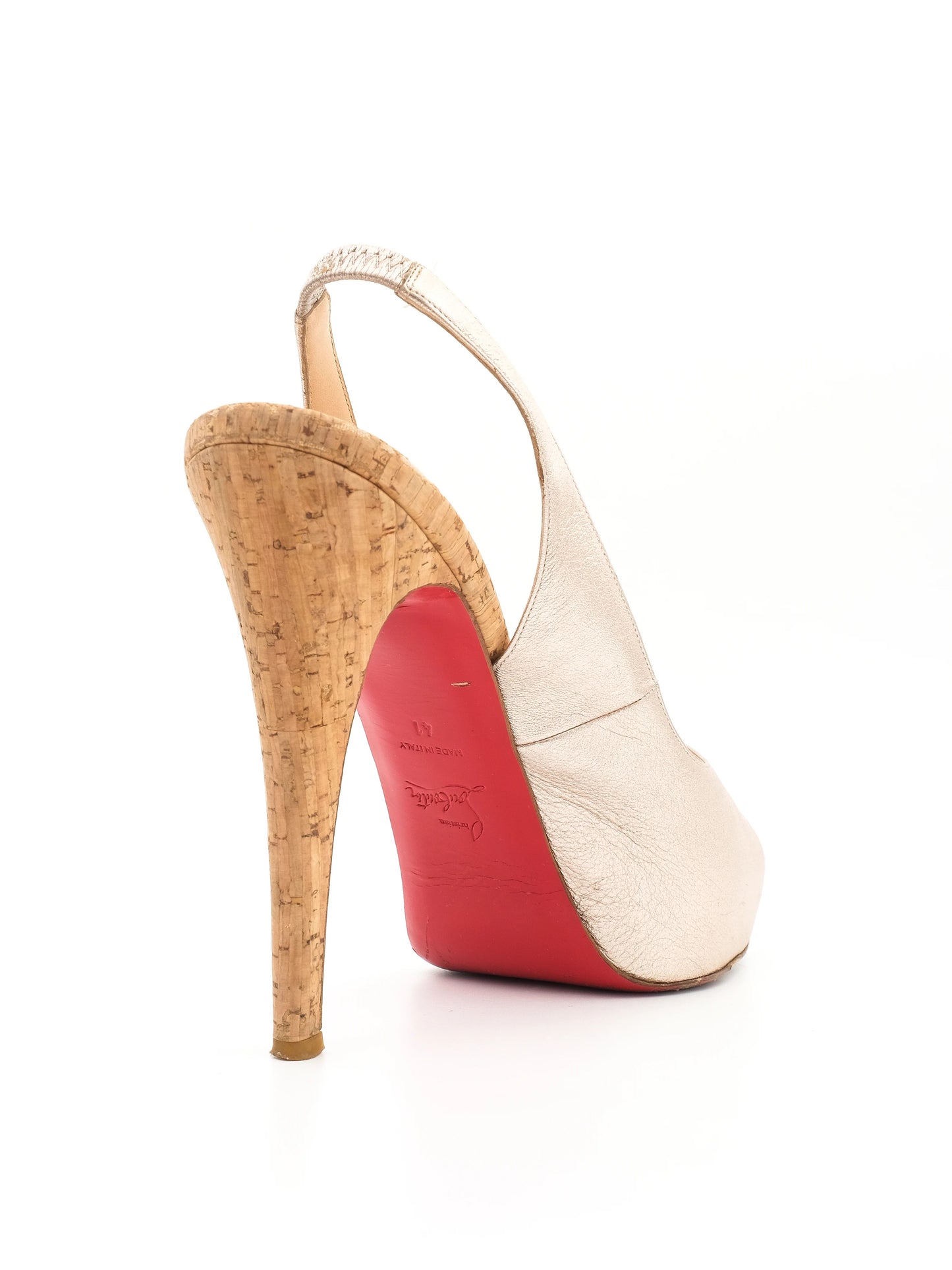 christian louboutin gray leather high-heeled slingback shoes size 40
