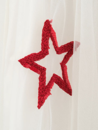 P.A.R.O.S.H. Women's White Tulle Skirt with Star Embroidery Size N/A