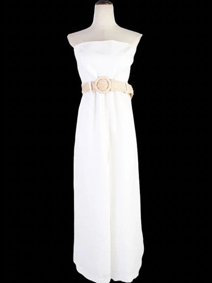 NEW Zimmerman White Strapless Jumpsuit with Woven Belt