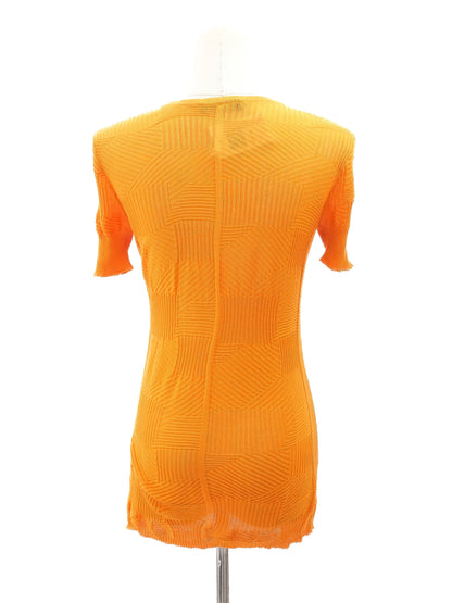 Excellent Orange Knit Top Women's Size M Geometric Pattern Cotton
