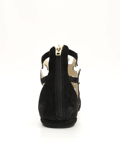 Excellent Etro Black Leather Sandals with Cut-Out Design Size 38