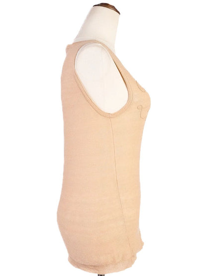Excellent DKNY Floral Embroidered Orange Cotton Sleeveless Shirt S