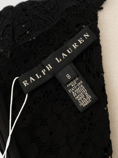 Excellent Ralph Lauren Black Lace Dresses Size L Floral Design