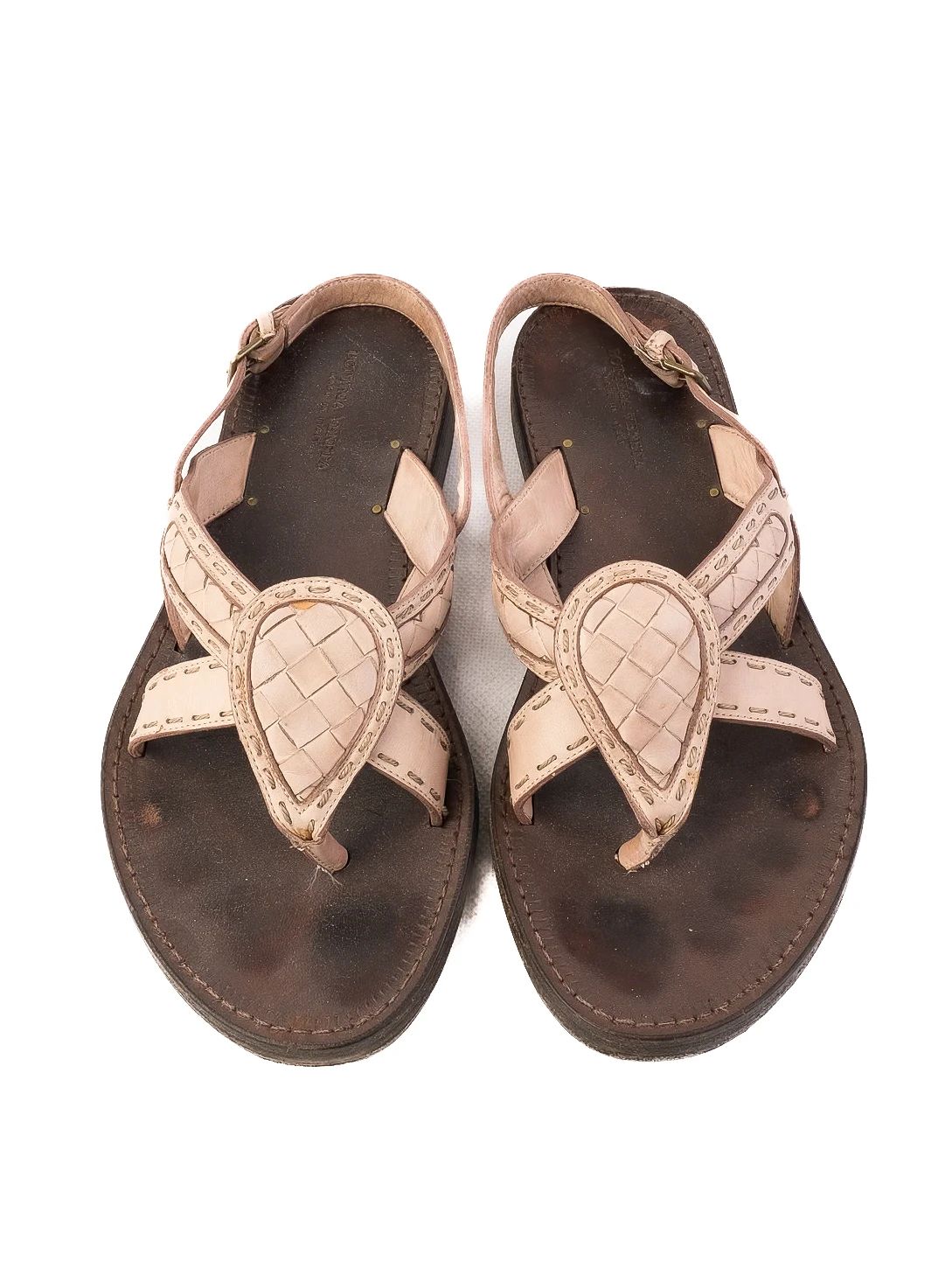 average bottega veneta brown leather sandals size 35 with buckle