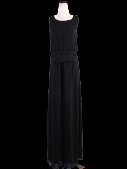 excellent theory black sleeveless dress size s, polyester, flowing skirt